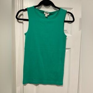 NWOT J. Crew Size XXS Green Mid Weight Scoop Neck Knit Cotton Tank Top